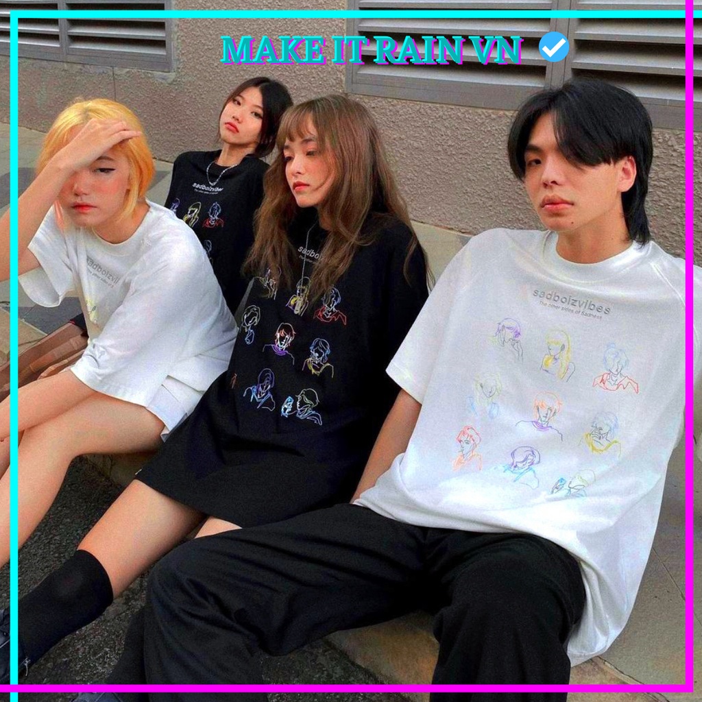Áo Thun Tay Lỡ Unisex SADVIBES Make It Rain VN, Áo Phông Nam Nữ Form Rộng, có hình ảnh video thật