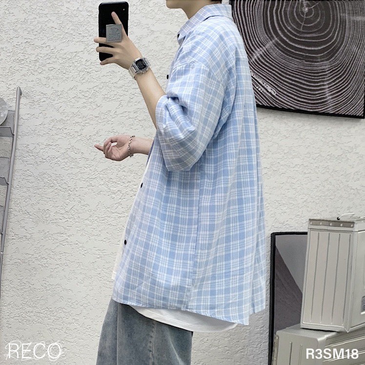 Áo sơ mi nam nữ Hàn Quốc cao cấp dáng rộng tay lỡ Shirt Loose R3SM18
