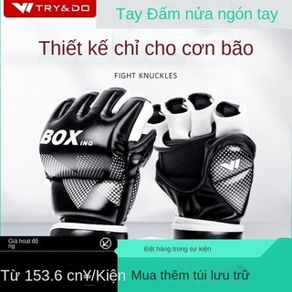 Găng tay đấm bốc nam tập luyện nửa ngón tay găng tay đấm bốc miễn phí mma Sanda chiến đấu đấm đấm túi