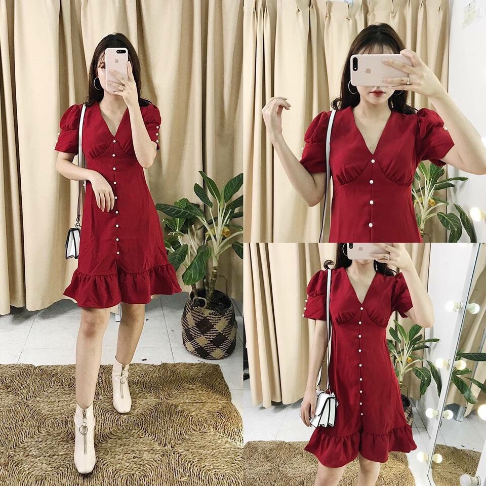 Váy cổ tim đuôi cá