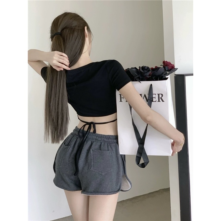 Áo croptop body tay ngắn Shopmin hở lưng quyến rũ A1863