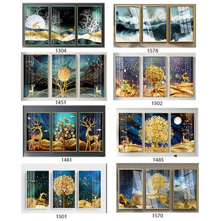 Bộ 3 trang trang trí nội thất CÂY KIM TIỀN và HƯƠU VÀNG TÀI LỘC