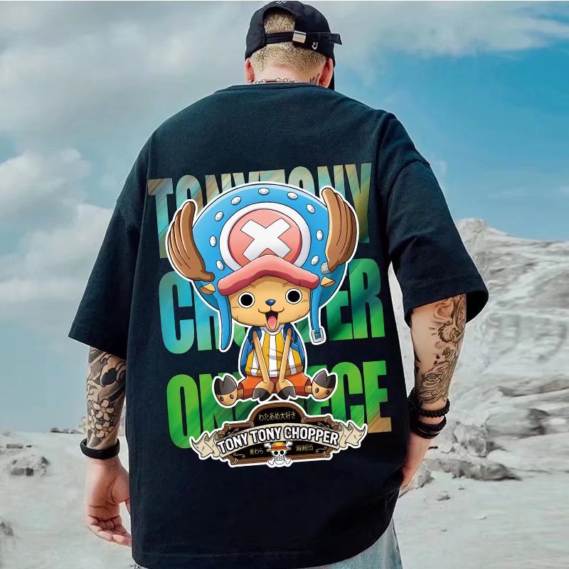 Áo Thun Tay Ngắn Dáng Rộng In Hoạt Hình One Piece Tony Chopper Cỡ Lớn Thời Trang Cho Nam Và Nữ