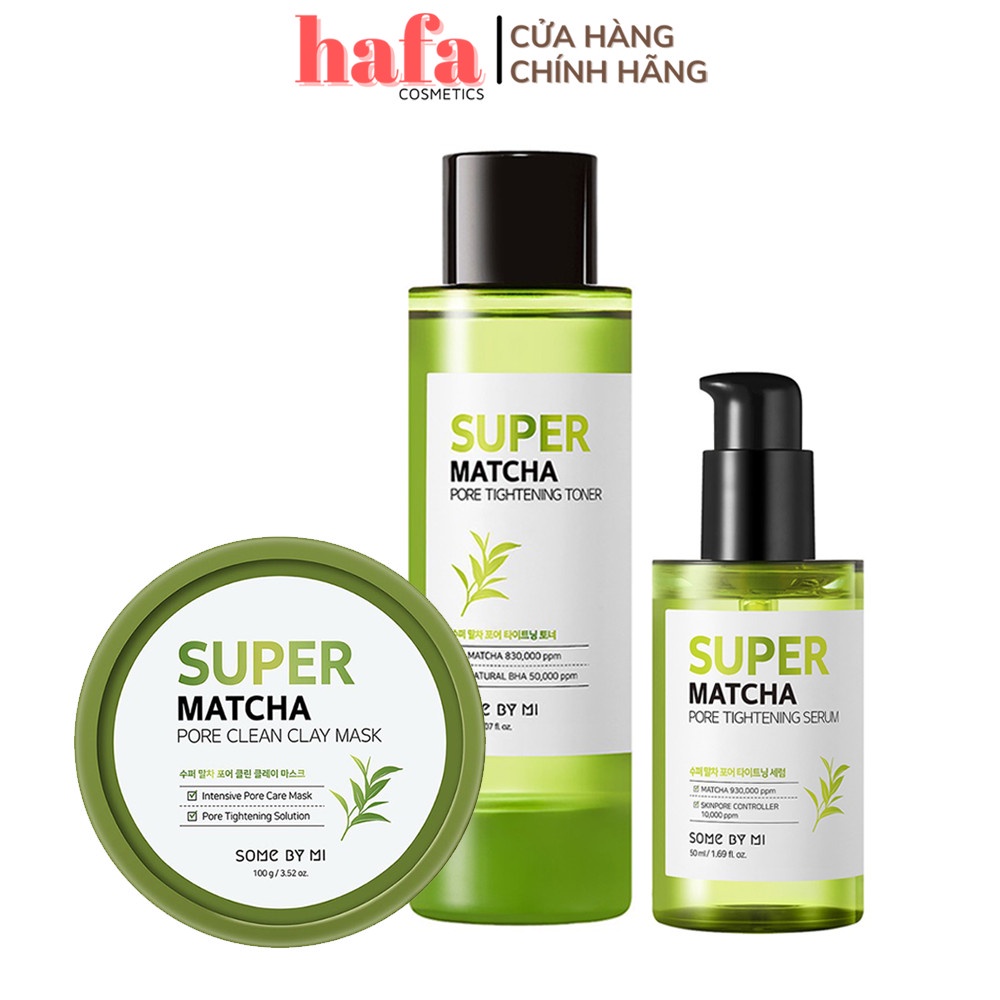 Combo 3 Sản Phẩm Dưỡng Da Se Khít Lỗ Chân Lông Some By Mi Supper Matcha (Clay Mask, Toner, Serum)