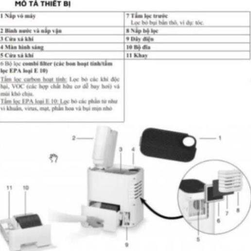 Máy lọc không khí diệt và tạo độ ẩm - Beurer LR330 - hiệu suất lọc lên đến 85%, độ ẩm 40-80%