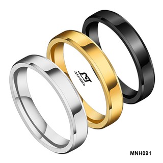 Nhẫn inox 4li trơn vác cạnh (đen) MNH091-1 Không đen không gỉ sét