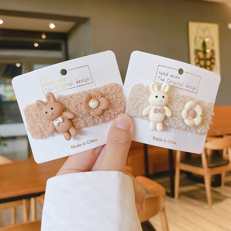 Kẹp Tóc Mái Phủ Lông Trang Trí Nhiều Màu Sắc Tùy Chọn Phong Cách Hàn Quốc Cho Bé Gái