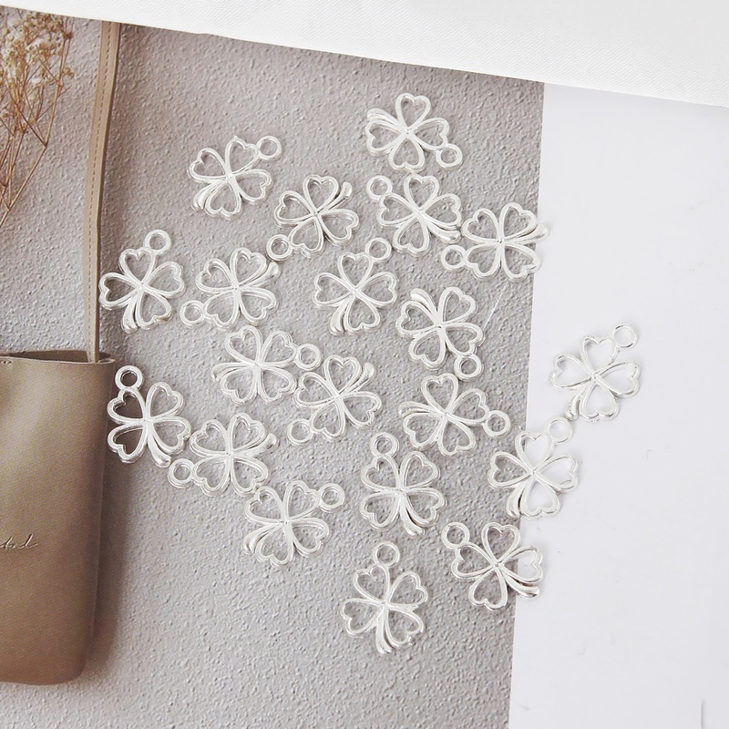 Set 20 Mặt Vòng cổ Bạc Hình Cỏ May Mắn Diy