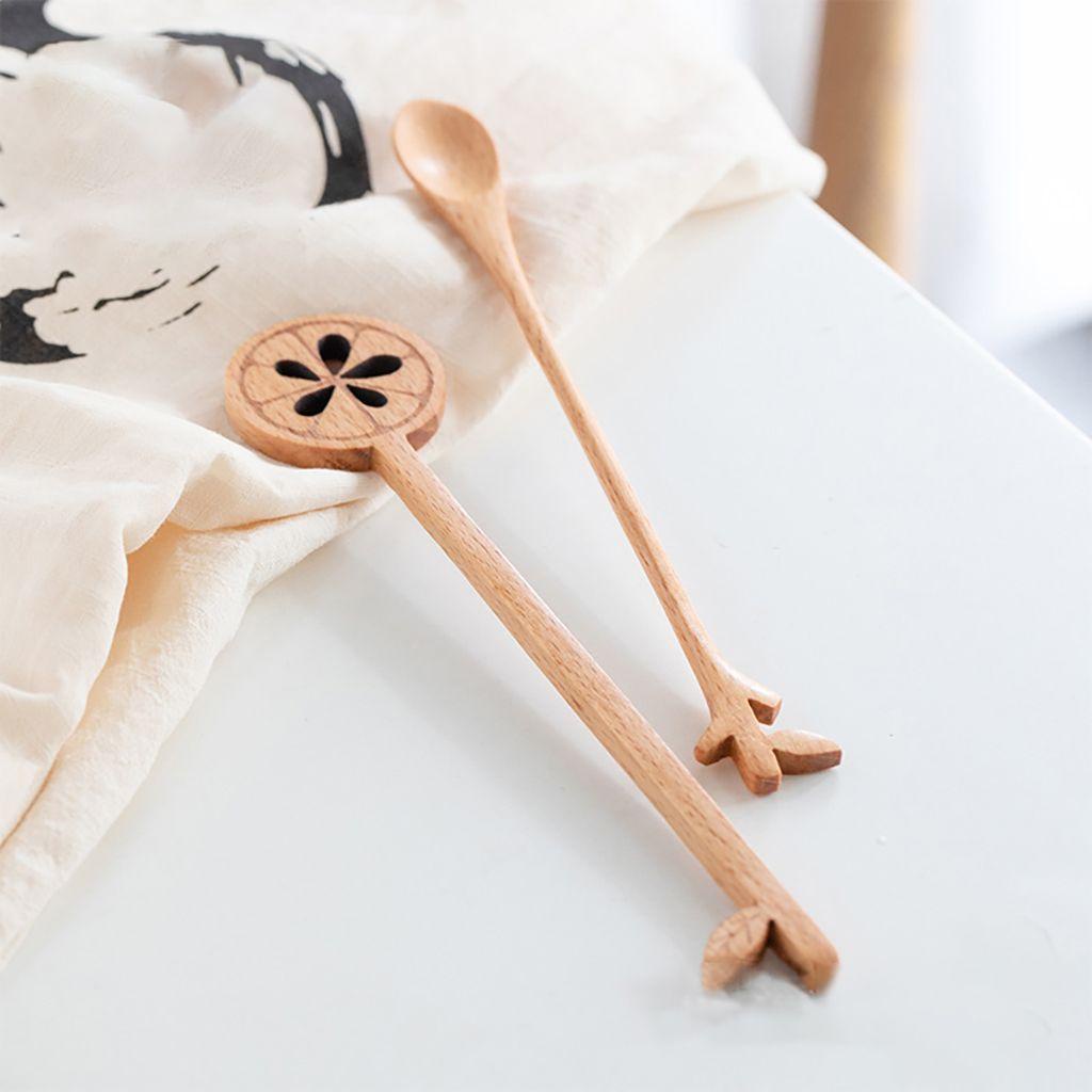 1 Muỗng Cà Phê Tay Cầm Dài Bằng Gỗ Sáng Tạo