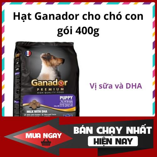 Thức ăn hạt cho chó con ganador puppy vị sữa và DHA gói 400g