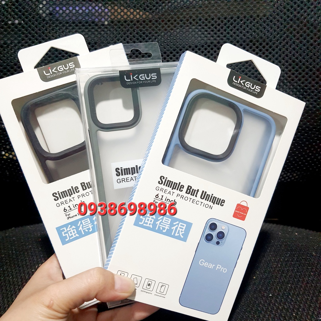 Ốp lưng nhám Viền màu iPhone 14promax / 15 pro max / 14/13 Pro max/13 pro/15 pro/12 Pro/12 Pro Max Chính hãng Likgus