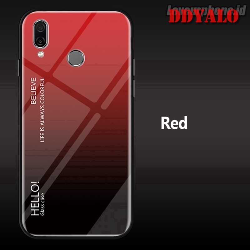 Ốp điện thoại TPU mềm có mặt kính cường lực phối màu đậm nhạt dành cho Samsung Galaxy M20 M10 A30 A50