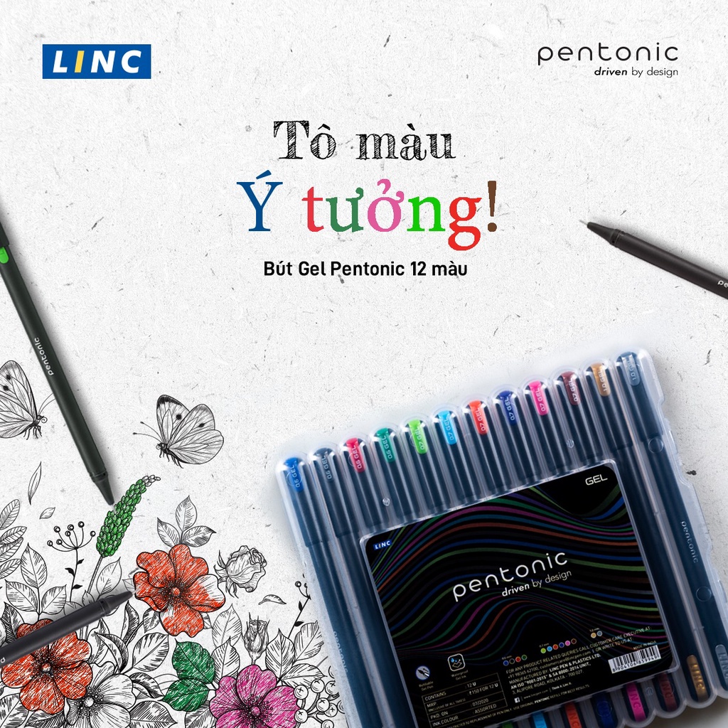 [BÁN LẺ] Bút gel LinC Pentonic 856 - 12 màu để lựa chọn