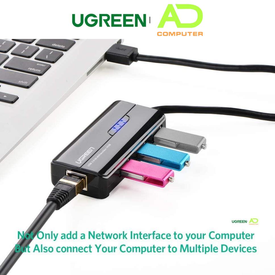 Cáp Chuyển UGREEN USB 2.0 sang Lan 10/100Mbps tích hợp Hub USB 2.0 3 cổng CR103 20264