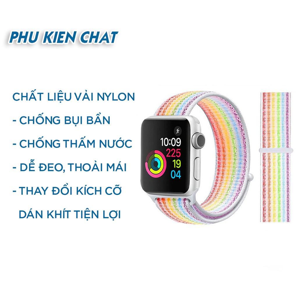 Dây Apple Watch Nylon ôm tay êm ái dùng được cho T500, WATCH 6, W26 Series 1/2/3/4/5/6/SE Đủ màu đủ Size 38/40/42/44 mm