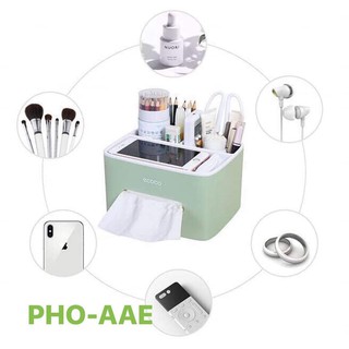 Hộp đựng giấy ăn kèm khay để điều khiển, điện thoại ecoco