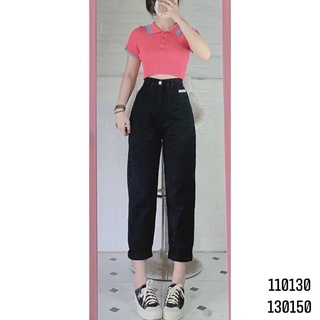 Set baggy jeans đen + croptop petter phối viền