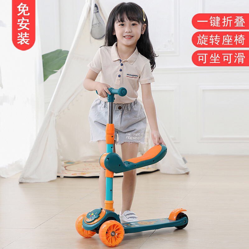 Xe Scooter Gấp Gọn Có Đèn Led Nhạc 3 Trong 1 Chịu lực 60 kg – Xe Cho Bé Trên 1 Tuổi