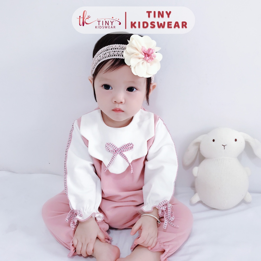 Bộ đồ áo liền quần dài tay, bodysuit thu đông màu hồng điệu đà cho bé gái từ 6-12kg [GB37]