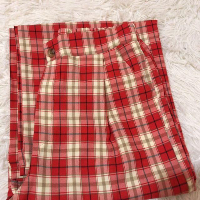 Quần kẻ khóa ống rộng siêu hot | BigBuy360 - bigbuy360.vn