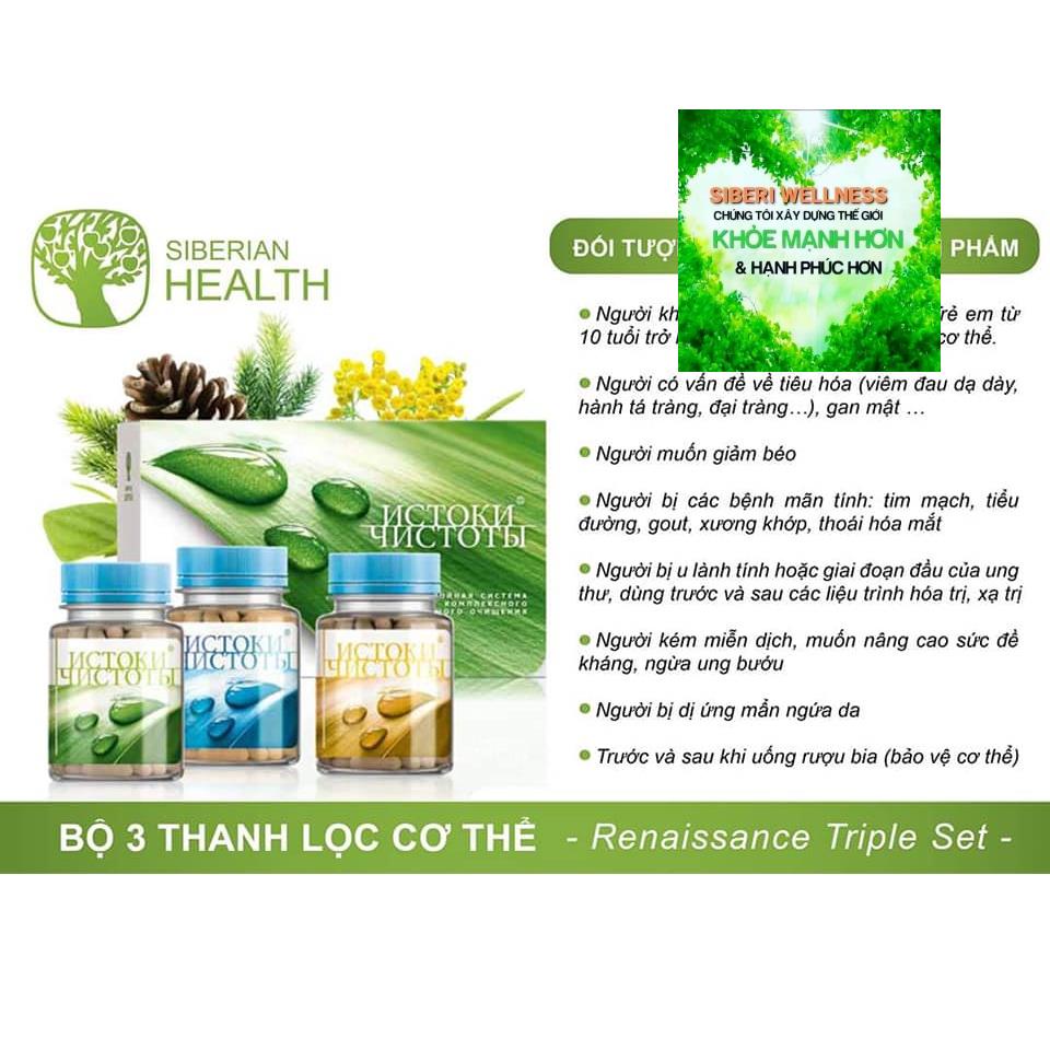 HÀNG CHUẨN CÔNG TY SIBERIAN WELLNESS Bộ 3 trà thải độc Renaissance Triple Set - Siberian Wellness - 180 viên