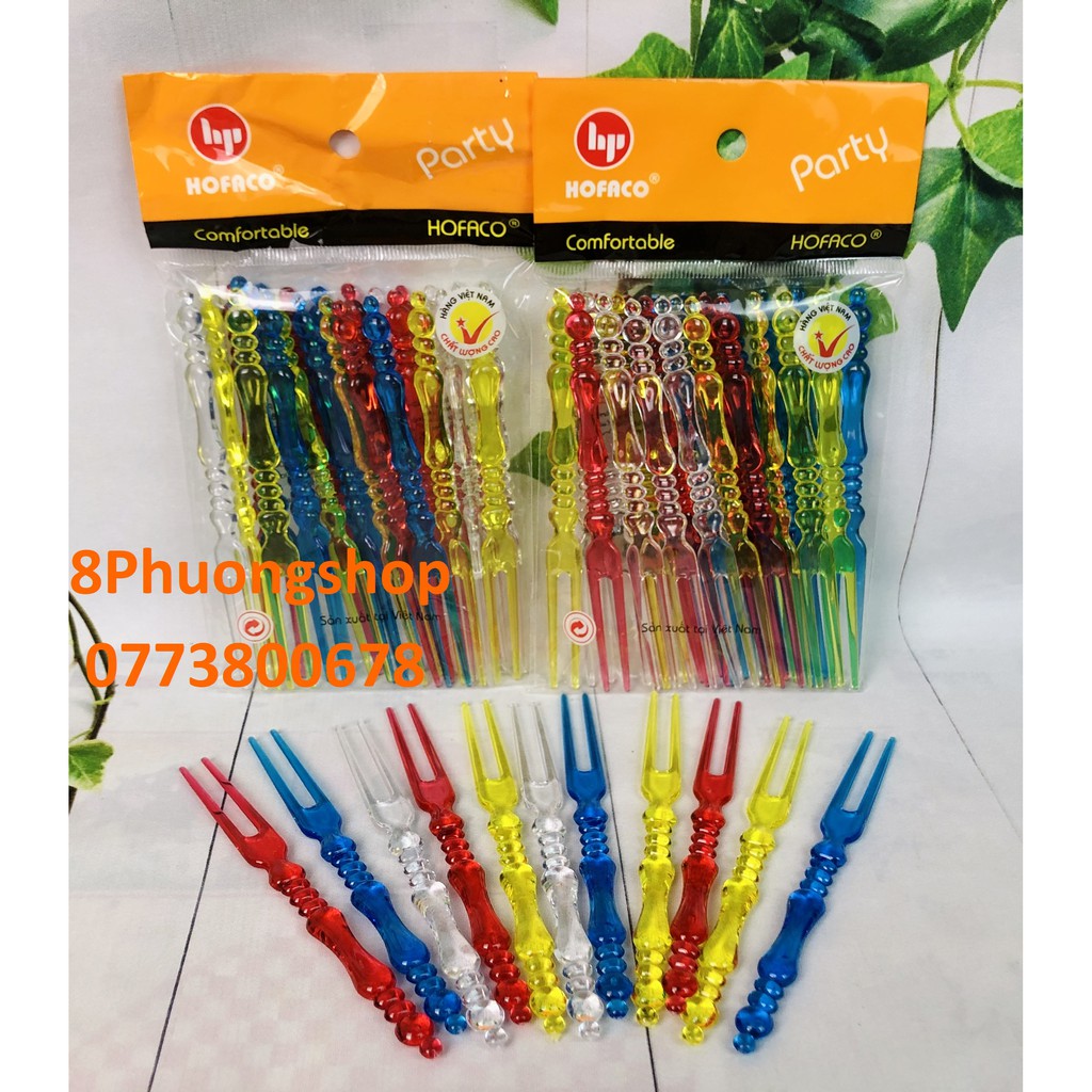 Nĩa nhựa nhỏ gọn tiện lợi 24 cái – Nĩa chuỗi HPB42 Nĩa ghim thức ăn bằng nhựa cao cấp Hofaco