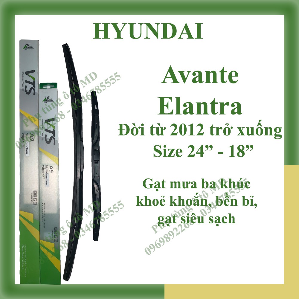Bộ gạt mưa Hyundai Avante Elantra các đời và gạt mưa các dòng xe khác của Hyundai: Gentz, i10, i20, i30, Santafe, Sonata
