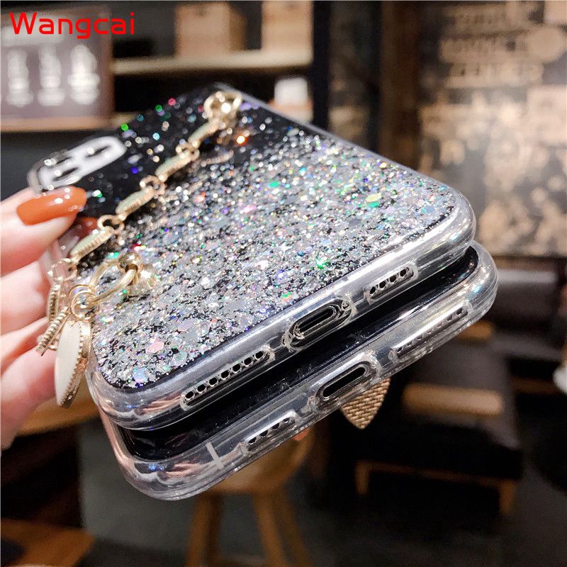 Xiaomi Redmi K30 K20 Pro Note 8T 8 7 Pro 8A 7A 6A 6 Case Epoxy Loving Heart Bracelet Glitter Bling Cute Clear Transparent Soft Case Cover