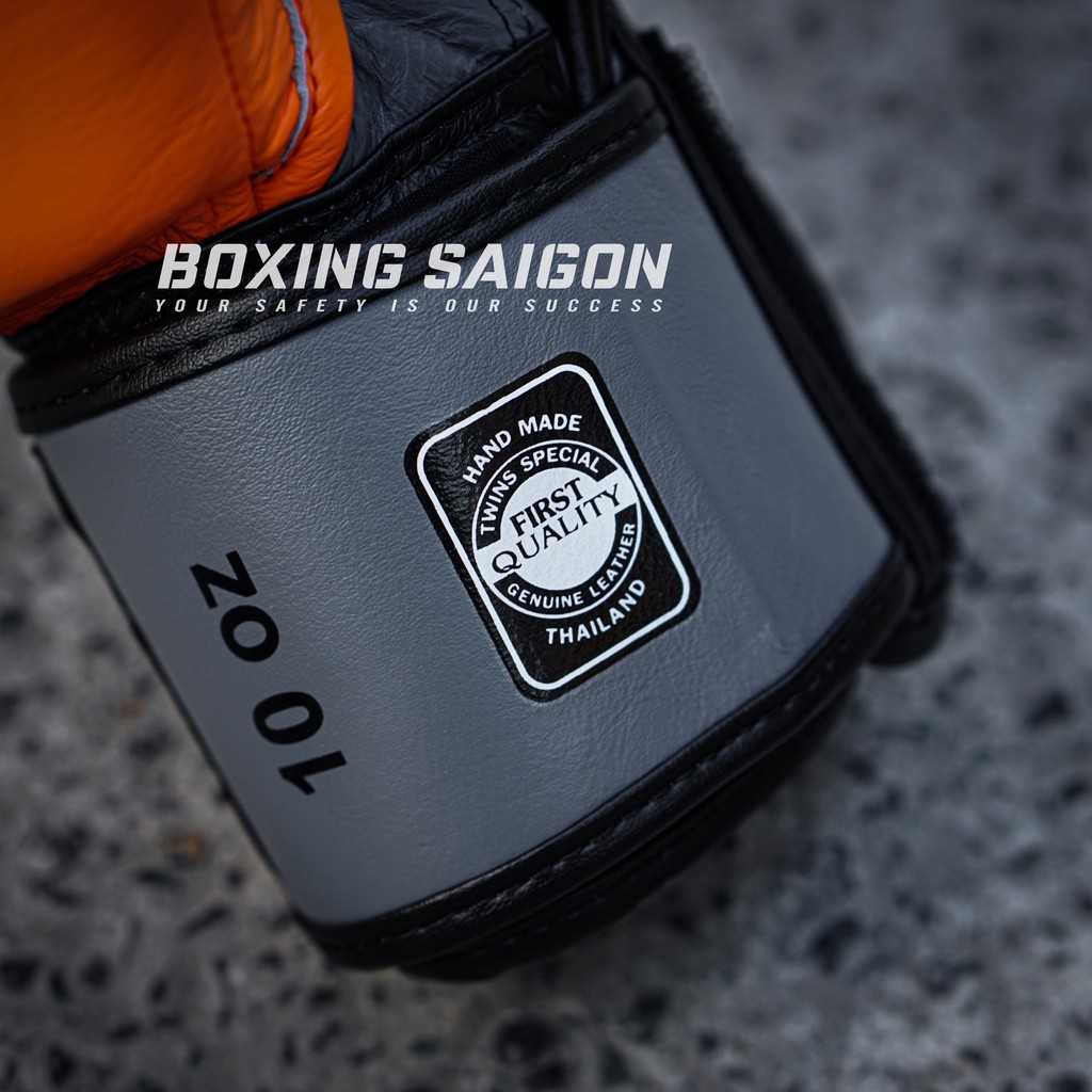 Găng tay boxing Twins Bgvl3-3T Velcro - Grey/Black/Orange