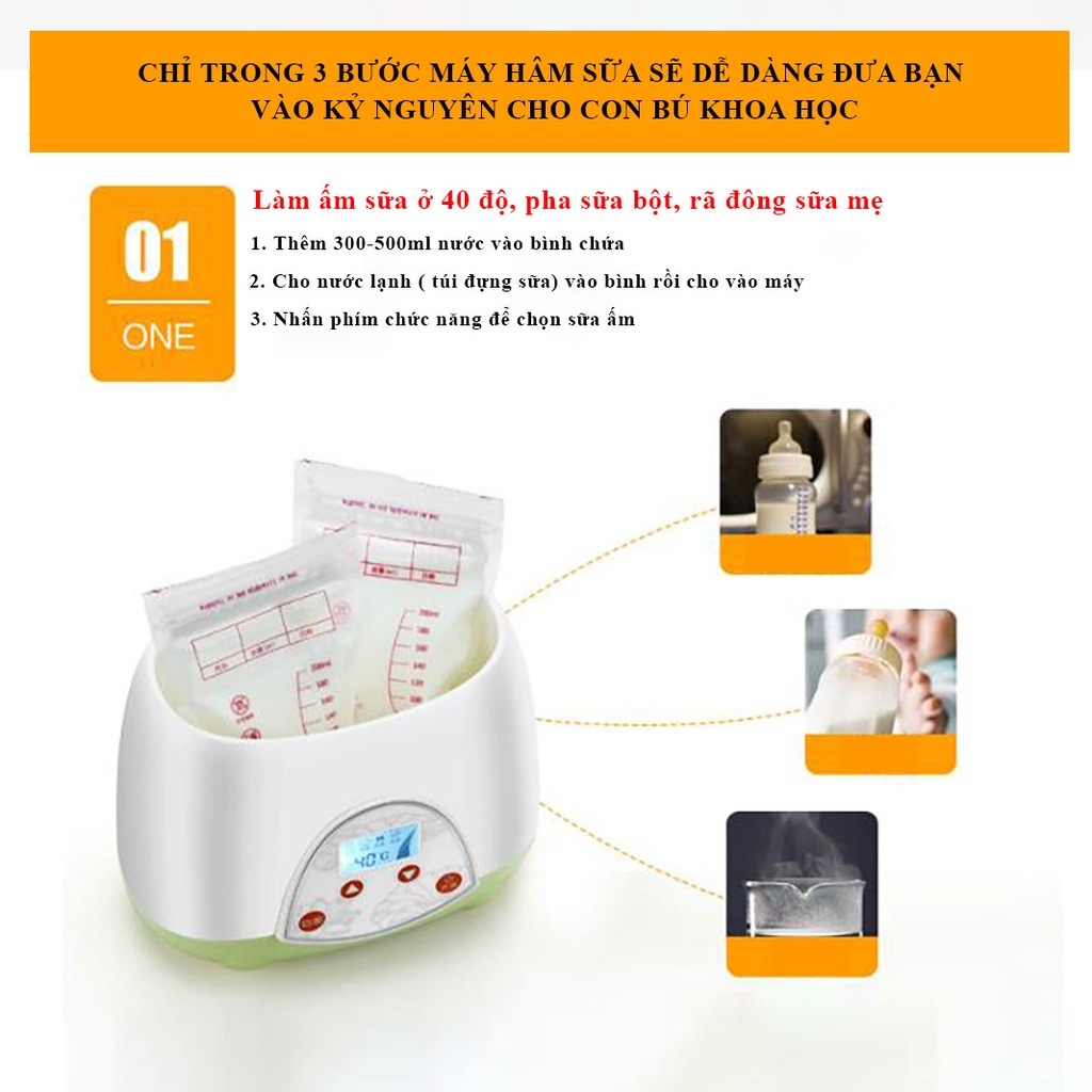 [Sale Sốc] Máy hâm sữa và thức ăn siêu tốc 4 chức năng, máy ủ sữa và tiệt trùng bình sữa tiện lợi, loại lớn, BH 12 tháng