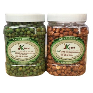COMBO 1KG: 500G ĐẬU PHỘNG TỎI ỚT & 500G HÀ LAN TỎI ỚT LOẠI THƯỢNG HẠNG SK FOOD