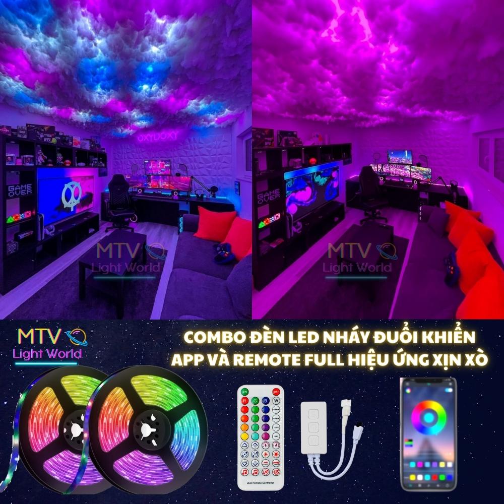 Đèn led trang trí phòng ngủ - Đèn đám mây decor cầu vồng, sấm chớp, khiển APP, nháy đuổi nhạc - MTV Store