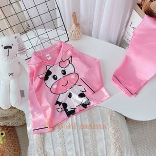 Bộ Lụa Dài Tay Cho Bé Gái Chất Lụa Satin In 3D Dành Cho Bé  - BPN11