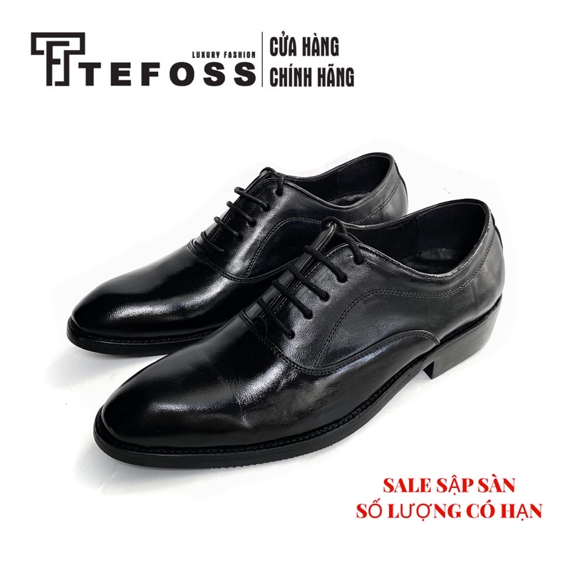 Giày tây oxford tăng chiều cao TEFOSS HT002 nâu và đen da bò thật cao cấp size 38-44