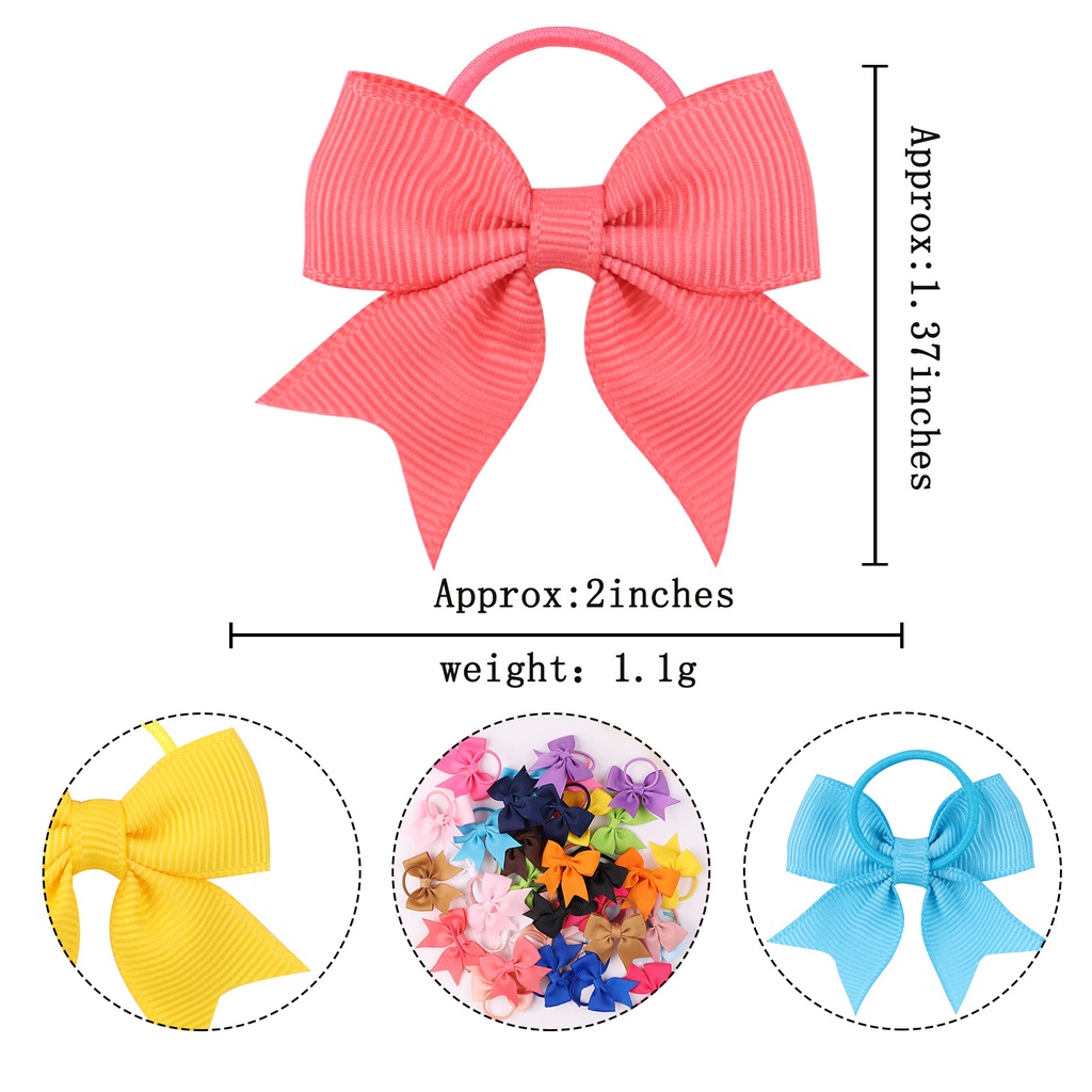 RainBow Bows Dây Cột Tóc Ruy Băng Co Giãn Màu Trơn 2Inches Xinh Xắn Cho Bé Gái