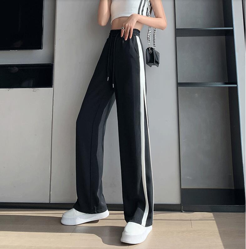 Quần Dài Ống Rộng Họa Tiết Sọc Thời Trang Cho Nữ