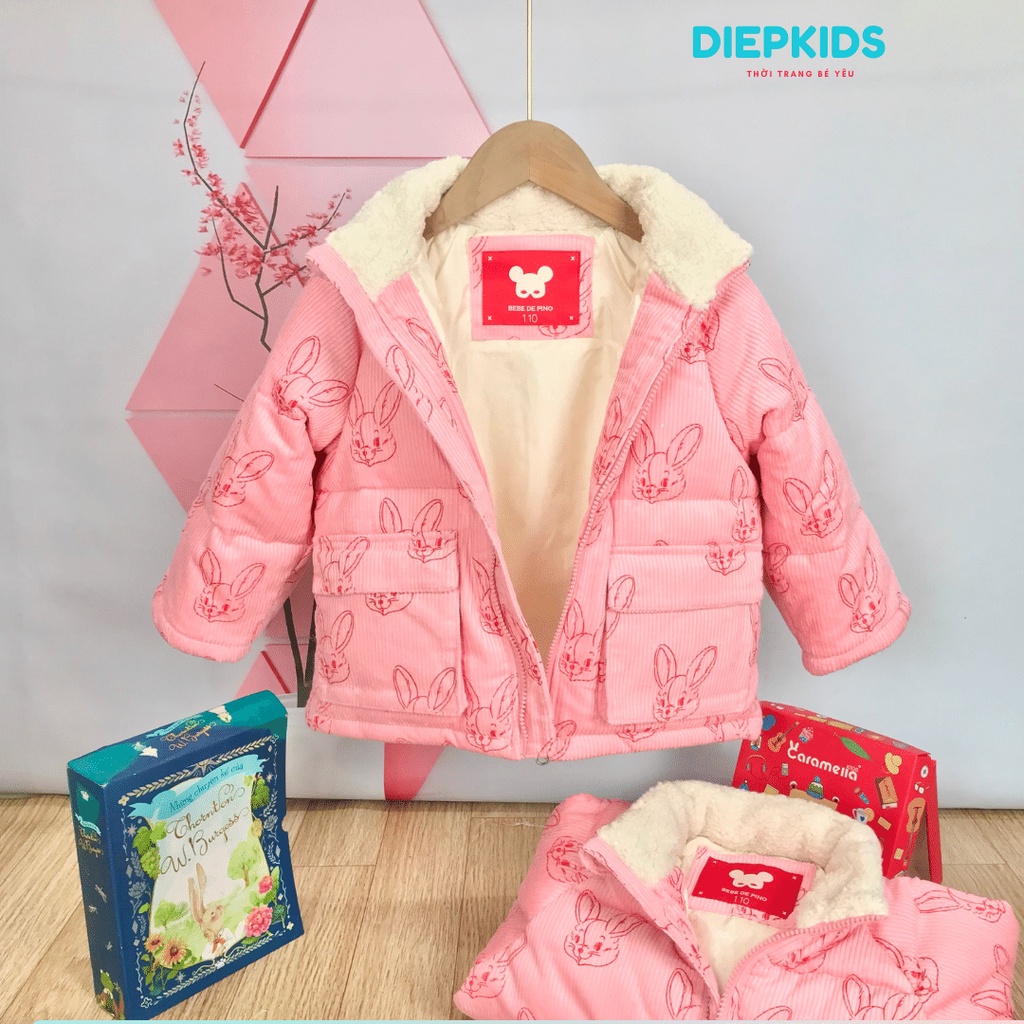 Áo khoác cho bé gái Bebe De Pino áo khoác nhung tăm xuất Hàn cho bé 4-7 tuổi-DA2311