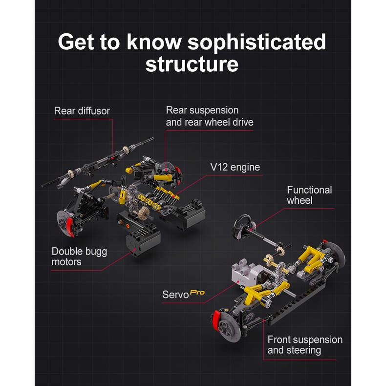 Lắp ráp xe technic - Cada C61053W Đồ chơi lắp ráp xe thể thao Apollo IE 1:8 điều khiển từ xa