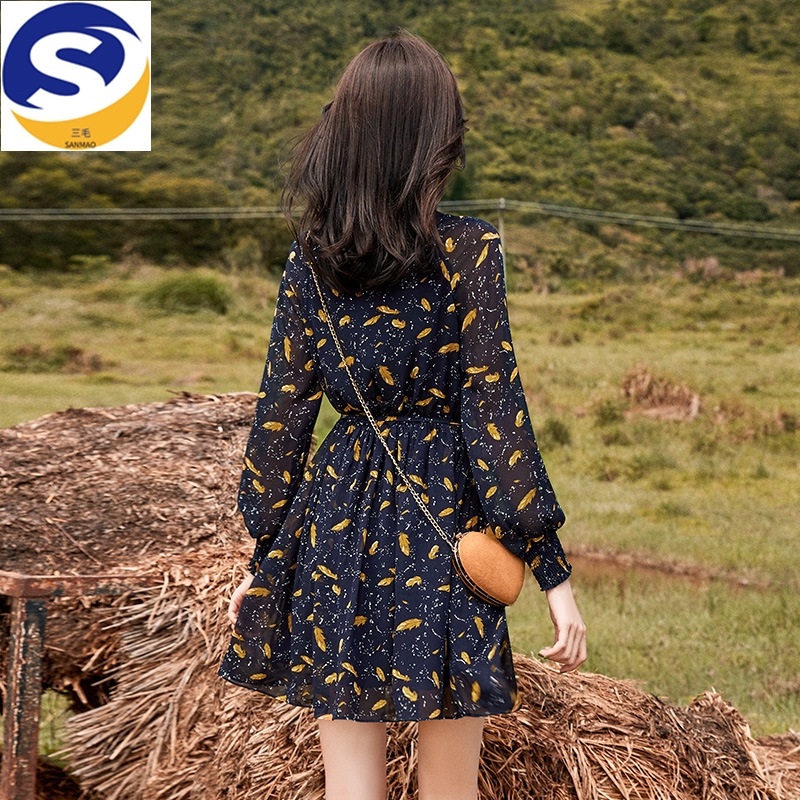 Đầm Voan Dài Tay In Họa Tiết Xinh Xắn Theo Phong Cách Hàn Quốc Dành Cho Nữ | BigBuy360 - bigbuy360.vn