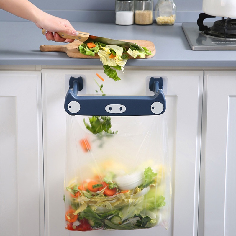 Giá Đỡ Túi Rác Gắn Tường Kèm Móc Treo Khăn Tiện Dụng Cho Nhà Bếp