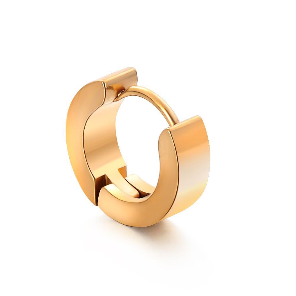 Set 2 Khuyên Tai Thép Không Gỉ Bóng Unisex