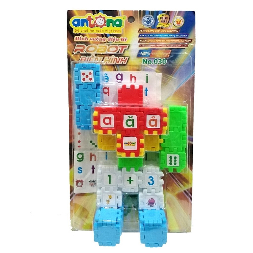 Antona Bộ đồ chơi xếp hình sáng tạo ANTONA cho bé hình vuông diệu kỳ