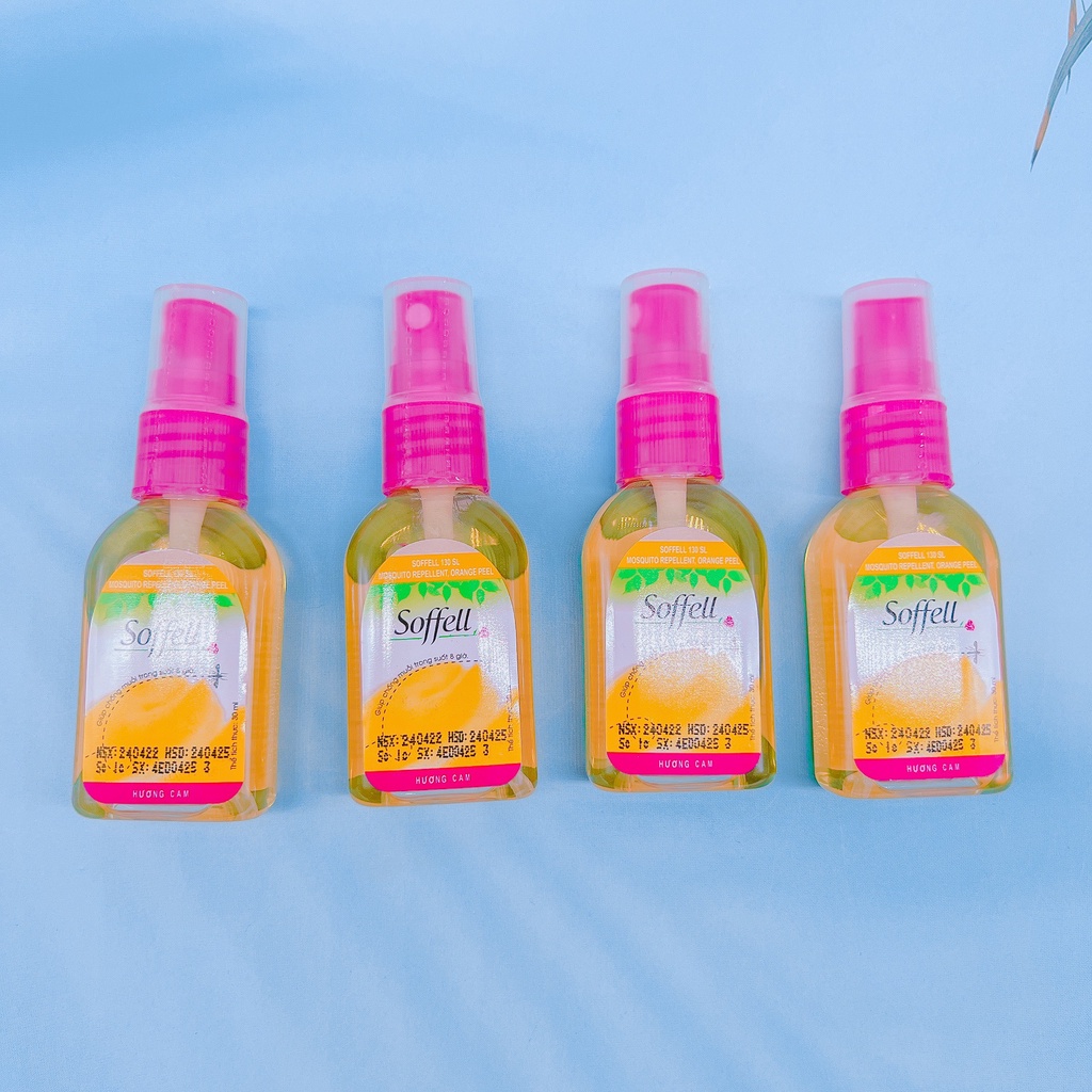 Xịt chống muỗi Soffell - Xua đuổi muỗi, ngăn muỗi đốt 8 giờ, dạng phun sương (Hương cam / hoa), bảo vệ bé