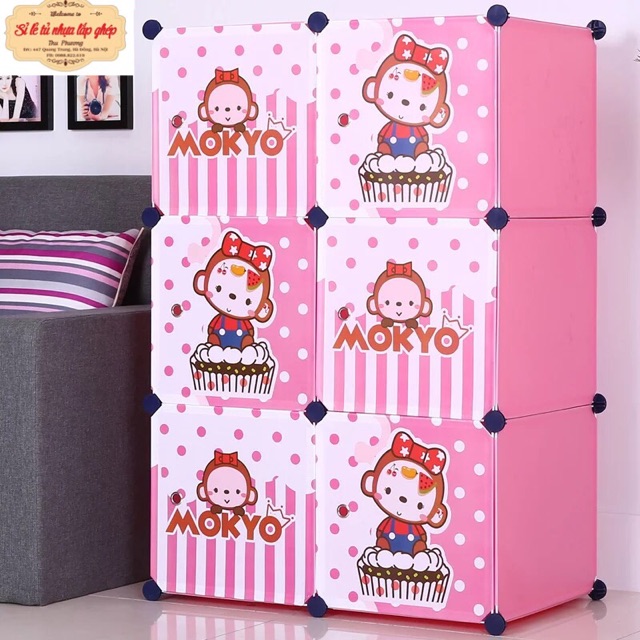 TỦ NHỰA QUẦN ÁO LẮP GHÉP 6 Ô SIZE 47cm. Tặng kèm 1 treo đồ