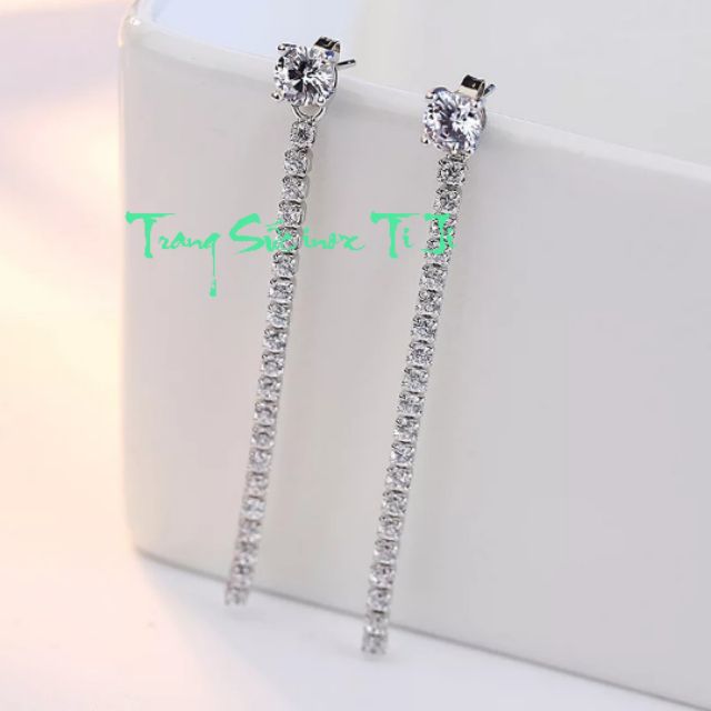 Bông tai nữ inox đính xoàn sang trọng