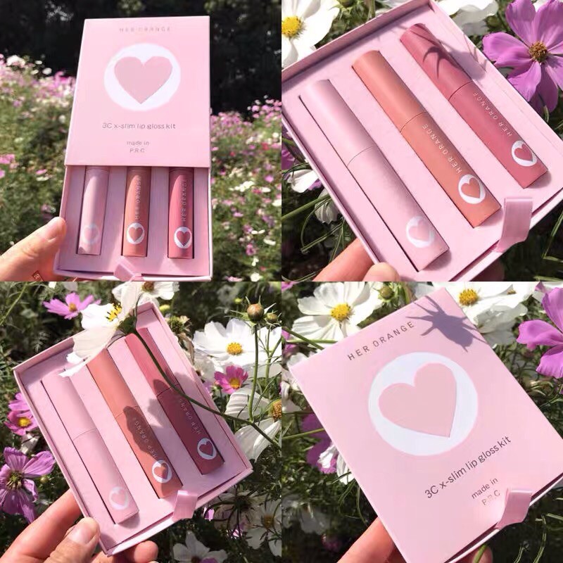 𝙎𝙚𝙩 𝙨𝙤𝙣 𝙃𝙀𝙍 𝙊𝙍𝘼𝙉𝙂𝙀 trái tim 3c x slim lip gloss kit | BigBuy360 - bigbuy360.vn