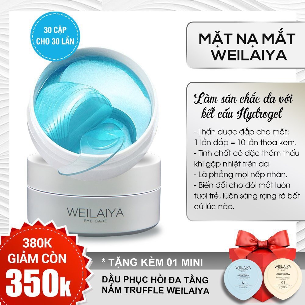 Mặt nạ mắt Weilaiya giảm thâm quầng mắt, nếp nhăn, vết chân chim, vùng da mắt khô ráp. Tặng 2 nạ Weilaiya