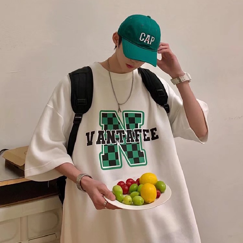 Áo Thun Dáng Rộng In Chữ Phong Cách Hip Hop Hàn Quốc Thời Trang Mùa Hè Cho Nam Cỡ M-8XL