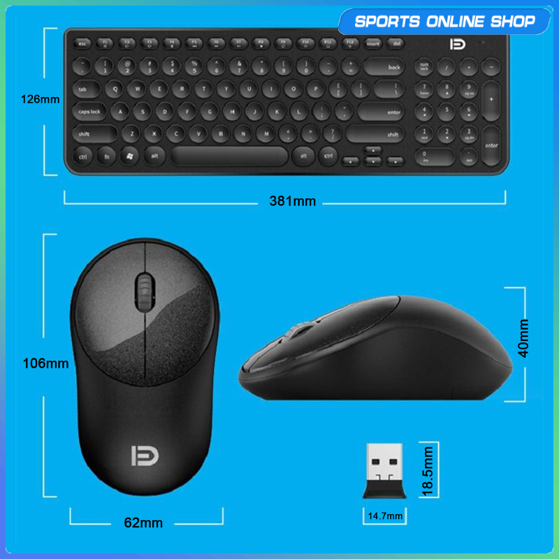 Bàn Phím Và Chuột Không Dây Tròn Mỏng 2.4g | BigBuy360 - bigbuy360.vn