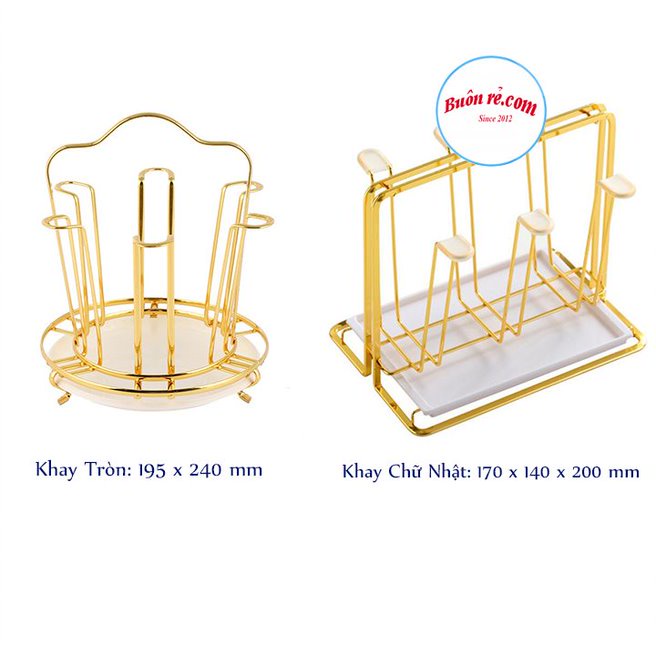 Khay úp cốc mạ vàng kèm khay hứng thiết kế hiện đại, chắc chắn-Giá úp cốc tiện lợi, dễ vệ sinh -Buôn Rẻ 01518